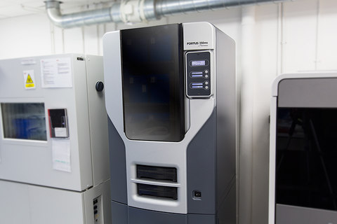 The Stratasys Fortus 250 FDM machine in DCA's rapid prototyping lab